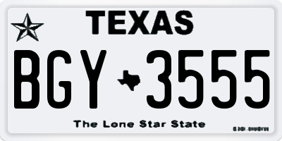 TX license plate BGY3555