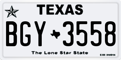 TX license plate BGY3558