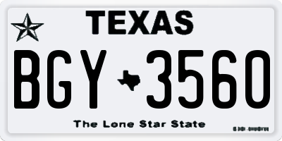 TX license plate BGY3560