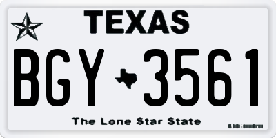 TX license plate BGY3561