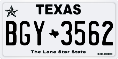 TX license plate BGY3562