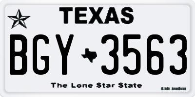 TX license plate BGY3563