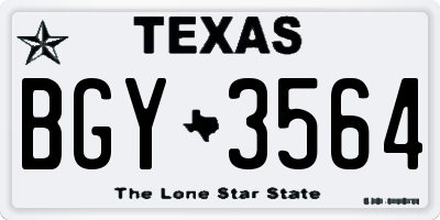 TX license plate BGY3564