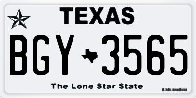 TX license plate BGY3565