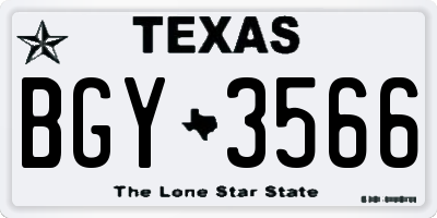TX license plate BGY3566