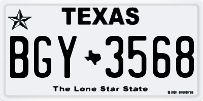 TX license plate BGY3568