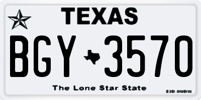 TX license plate BGY3570
