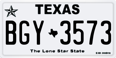 TX license plate BGY3573
