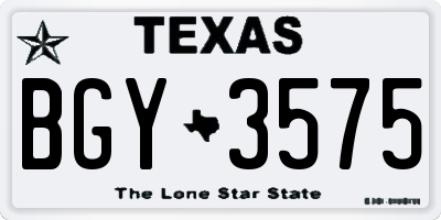 TX license plate BGY3575