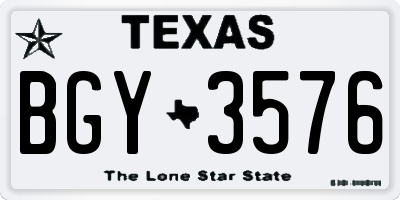 TX license plate BGY3576