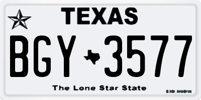 TX license plate BGY3577
