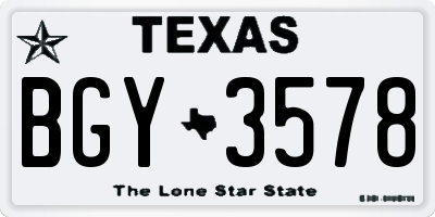 TX license plate BGY3578