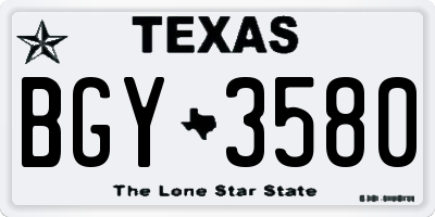 TX license plate BGY3580