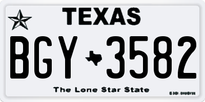 TX license plate BGY3582