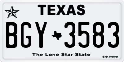 TX license plate BGY3583
