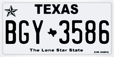 TX license plate BGY3586
