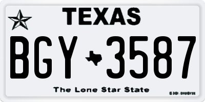 TX license plate BGY3587