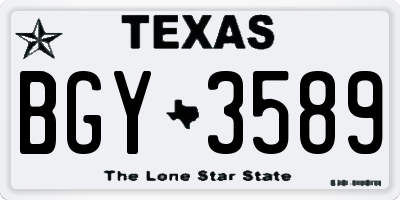 TX license plate BGY3589
