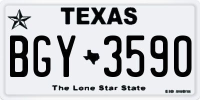 TX license plate BGY3590