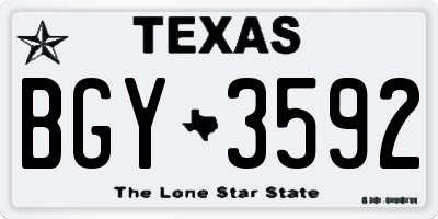 TX license plate BGY3592