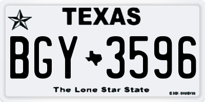 TX license plate BGY3596