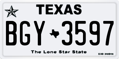 TX license plate BGY3597