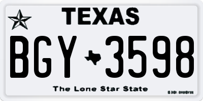 TX license plate BGY3598