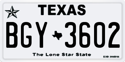TX license plate BGY3602