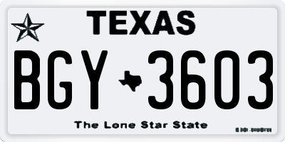 TX license plate BGY3603