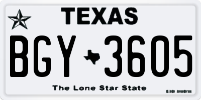TX license plate BGY3605