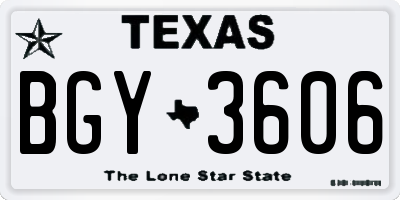 TX license plate BGY3606