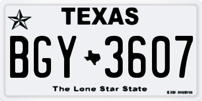 TX license plate BGY3607