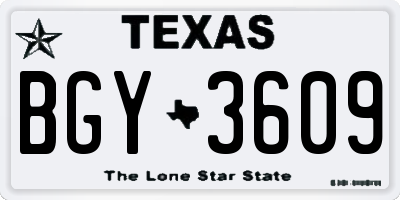 TX license plate BGY3609
