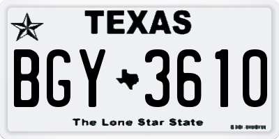 TX license plate BGY3610