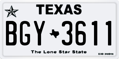 TX license plate BGY3611