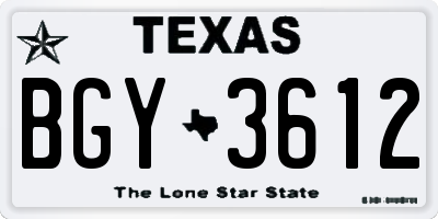 TX license plate BGY3612