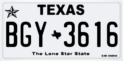 TX license plate BGY3616