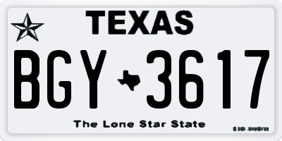 TX license plate BGY3617