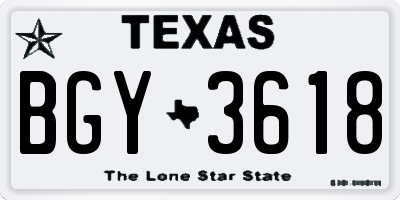 TX license plate BGY3618