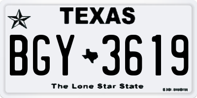 TX license plate BGY3619