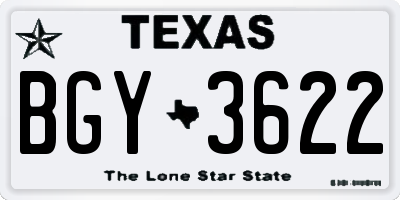 TX license plate BGY3622