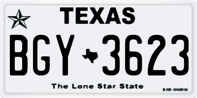 TX license plate BGY3623