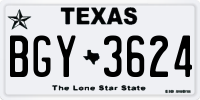 TX license plate BGY3624