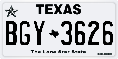 TX license plate BGY3626