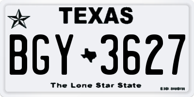TX license plate BGY3627