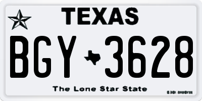 TX license plate BGY3628