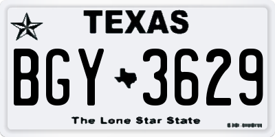 TX license plate BGY3629