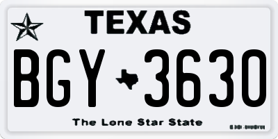 TX license plate BGY3630