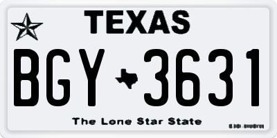 TX license plate BGY3631