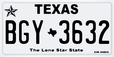 TX license plate BGY3632